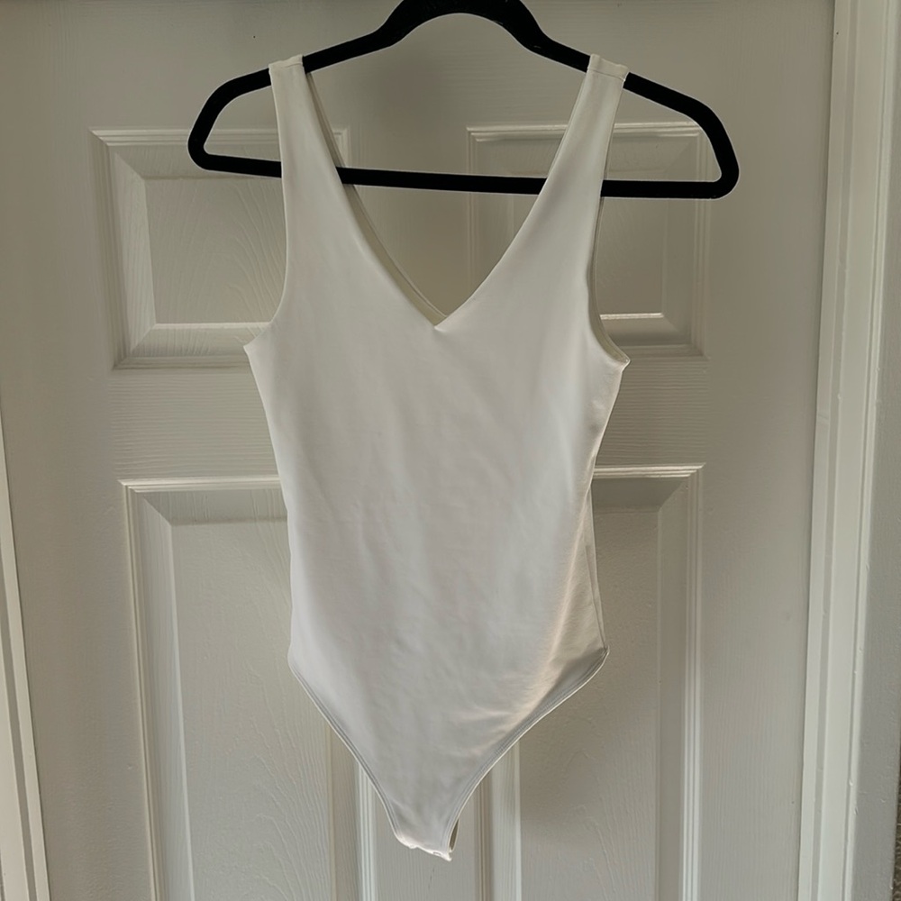 A&F White V-Neck Bodysuit